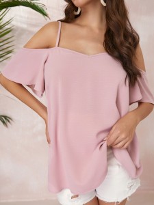 Maternity Solid Cold Shoulder Top