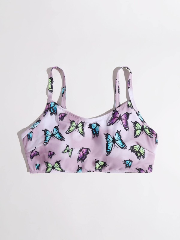 Plus Butterfly Print Bikini Top