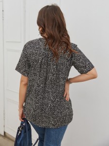 Plus V-neck Allover Print Blouse