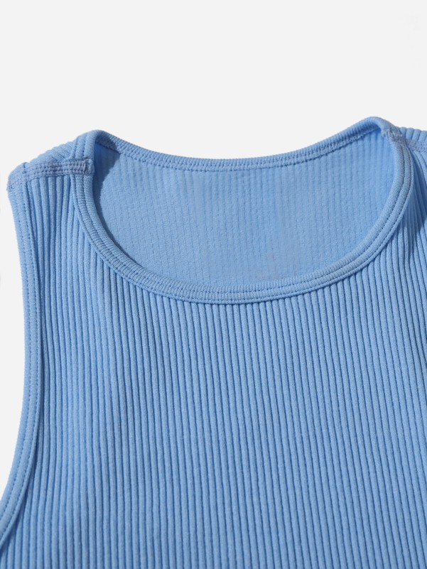 2pcs Absorbs Sweat Rib-knit Sports Tank Top