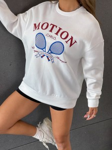 Slogan Graphic Drop Shoulder Sweatshirt