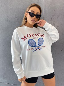 Slogan Graphic Drop Shoulder Sweatshirt