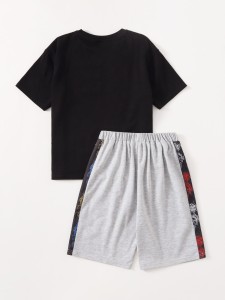 Boys Chinese Dragon & Letter Graphic Tee And Shorts Set