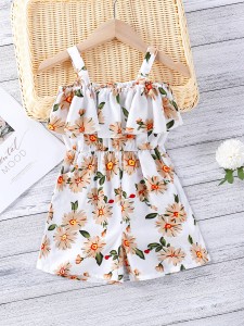 Toddler Girls Floral Print Ruffle Romper