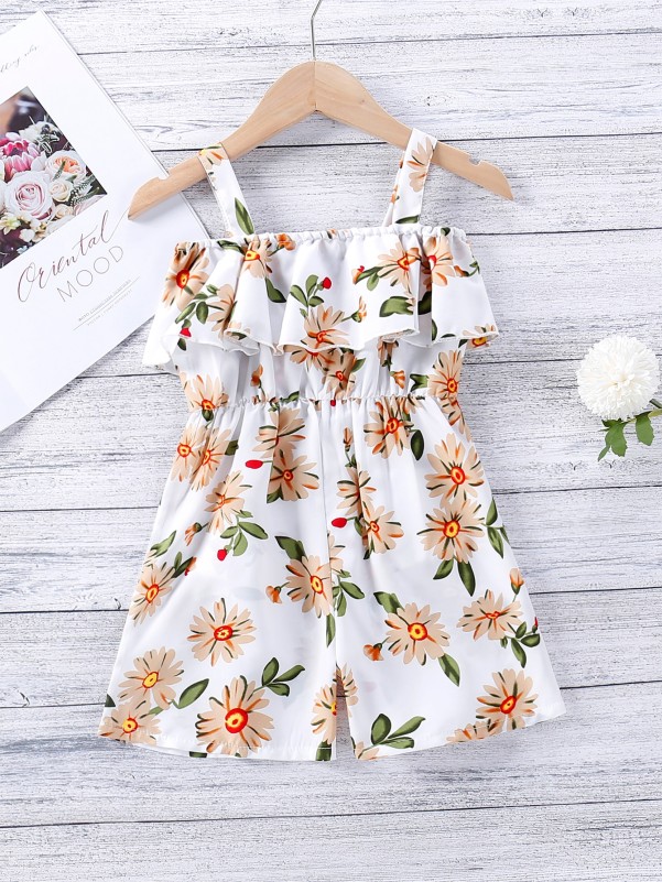 Toddler Girls Floral Print Ruffle Romper