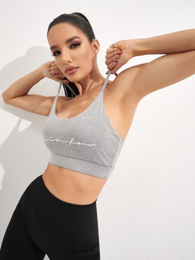 Medium Support Letter Graphic Sports Bra