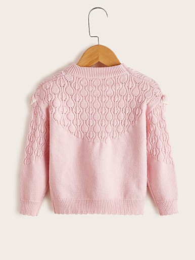 Toddler Girl Frill Sweater & Contrast Binding Knit Skirt