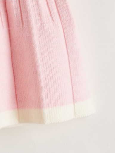 Toddler Girl Frill Sweater & Contrast Binding Knit Skirt