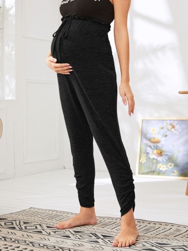 Maternity Tie Front Stacked Pants