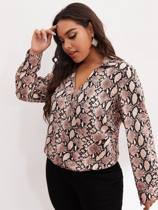 Plus Snakeskin Print Blouse