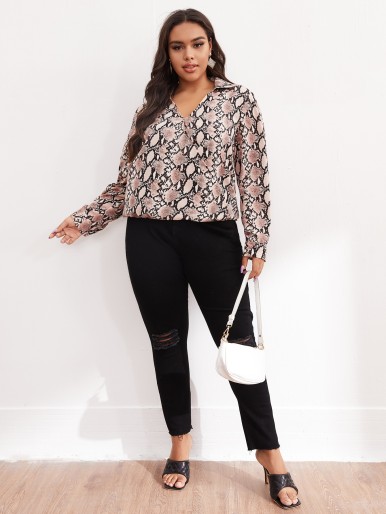 Plus Snakeskin Print Blouse