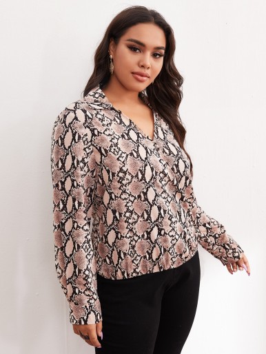 Plus Snakeskin Print Blouse