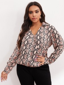 Plus Snakeskin Print Blouse