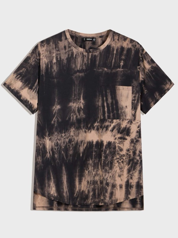 Men Pocket Patched Tie Dye Tee