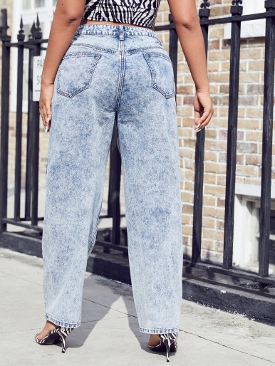 Plus High Waist Wide Leg Jeans