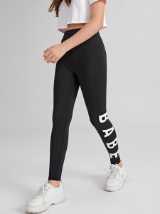 Teen Girls Letter Graphic Leggings