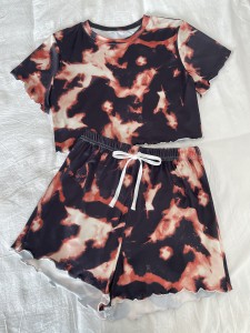 Tie Dye Lettuce Trim PJ Set