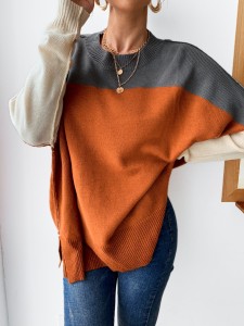 Color Block Drop Shoulder Sweater