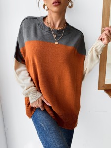 Color Block Drop Shoulder Sweater