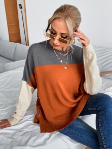 Color Block Drop Shoulder Sweater