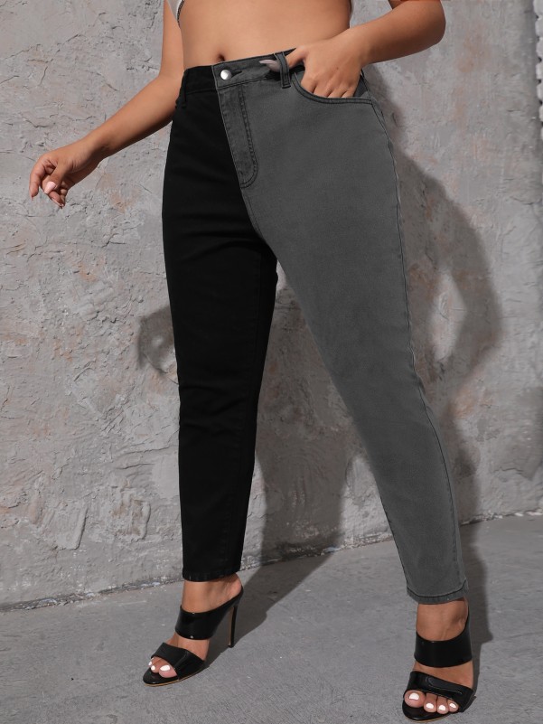 Plus Two Tone High Stretch Skinny Jeans