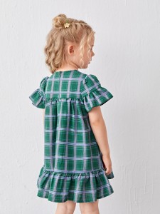 Toddler Girls Ruffle Hem Tartan Dress