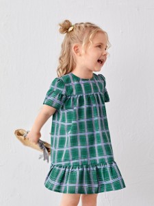 Toddler Girls Ruffle Hem Tartan Dress