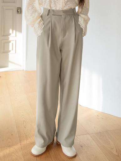 Slant Pocket Fold Pleated Pants