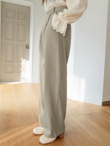 Slant Pocket Fold Pleated Pants