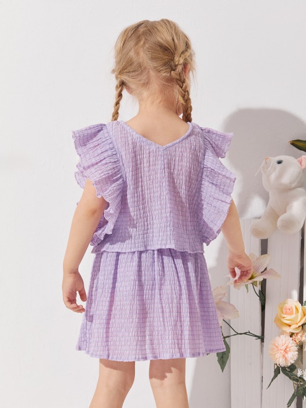 Toddler Girls Ruffle Trim Top & Skirt Set