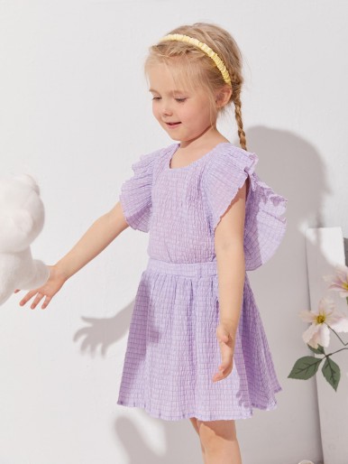 Toddler Girls Ruffle Trim Top & Skirt Set