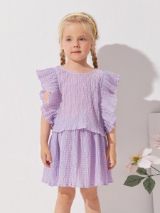 Toddler Girls Ruffle Trim Top & Skirt Set