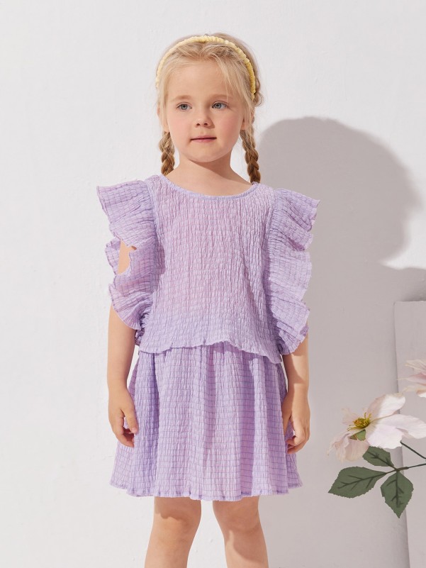 Toddler Girls Ruffle Trim Top & Skirt Set