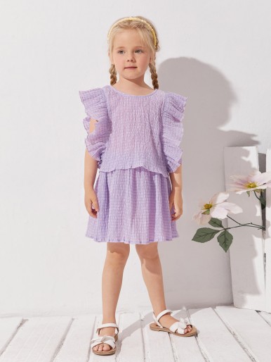 Toddler Girls Ruffle Trim Top & Skirt Set