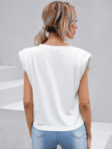 Ruched Padded Shoulder Tank Top
