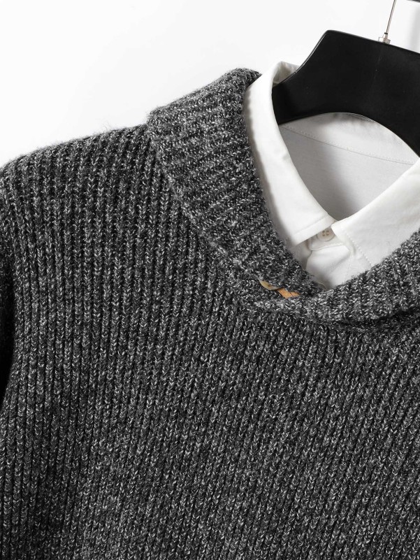 Men Solid Ribbed Knit Sweater Without Shirt