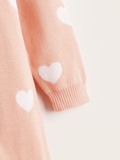 Baby Heart Pattern Button Front Knit Jumpsuit