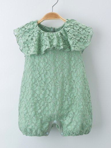 Baby Girl Ruffle Trim Lace Romper