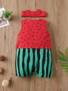 Baby Unisex Watermelon Print Tank Romper & Headband