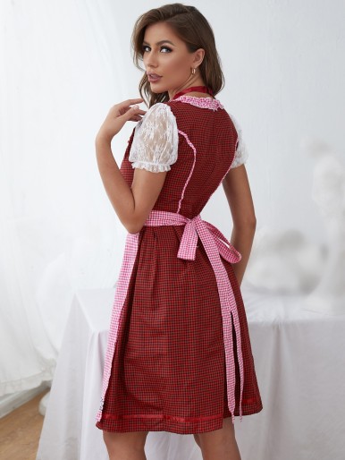 3pack Gingham Maid Costume Dress With Apron