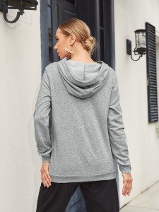 Maternity Drawstring Detail Solid Hoodie