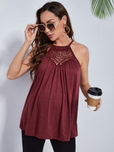 Maternity Tie Back Guipure Lace Yoke Tank Top