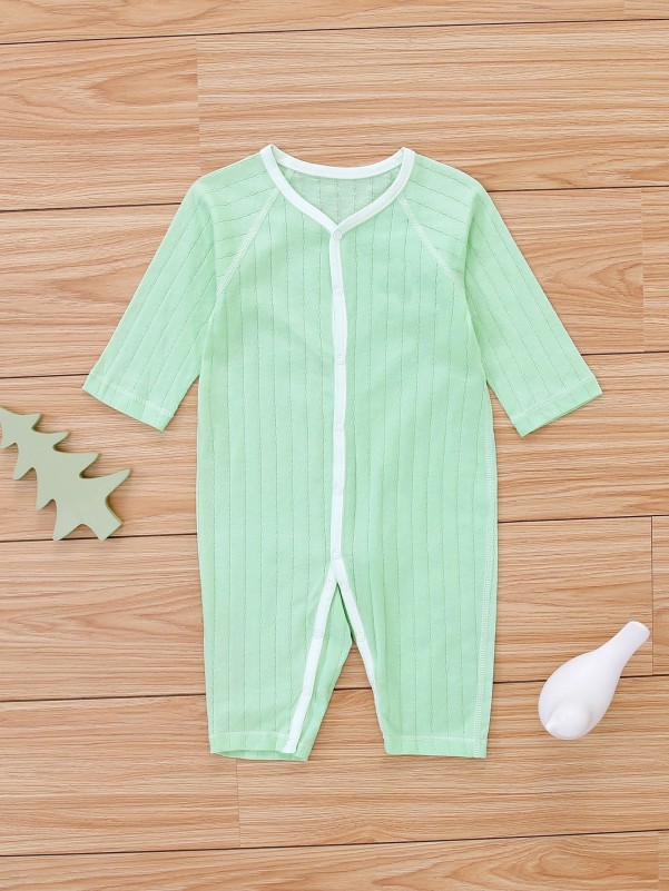 Baby Unisex Button Front Rib-knit Jumpsuit