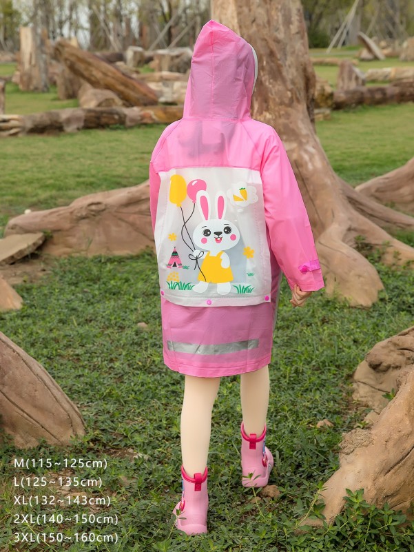 Cartoon Rabbit Print Kids Raincoat