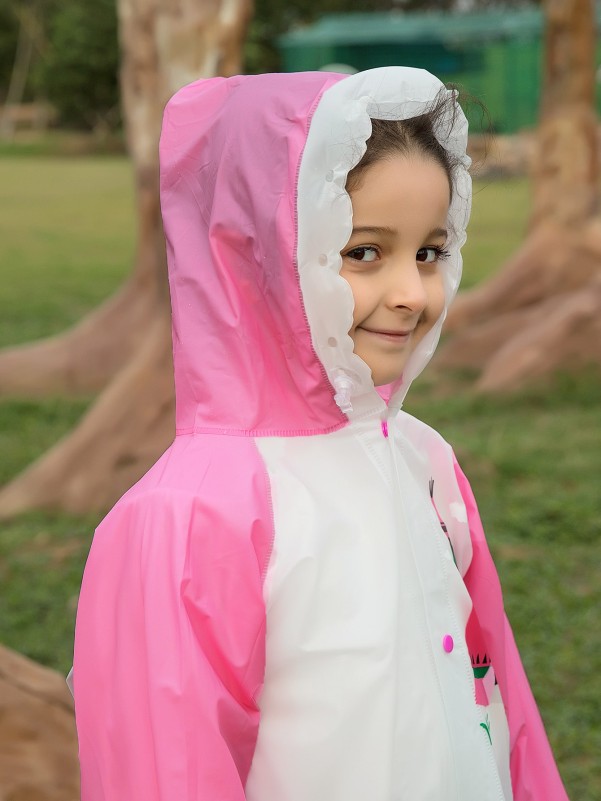 Cartoon Rabbit Print Kids Raincoat