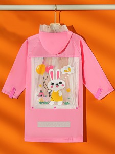 Cartoon Rabbit Print Kids Raincoat
