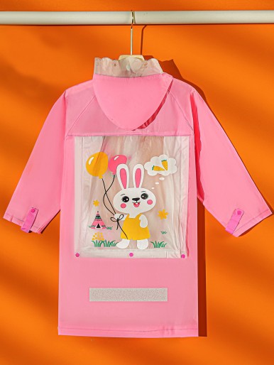 Cartoon Rabbit Print Kids Raincoat