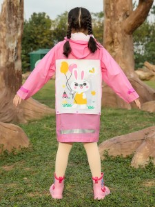 Cartoon Rabbit Print Kids Raincoat