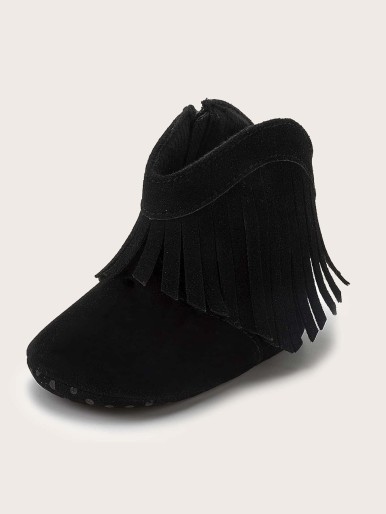 Baby Girl Fringe Decor Wide Fit Boots