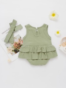 Baby Girl Layered Ruffle Tank Bodysuit With Headband